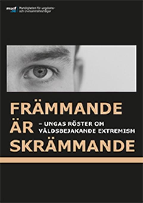 Omslag till Främmande är skrämmande. Närbild på ögon.