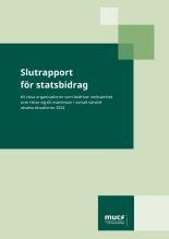Framsida rapporten Slutrapport för statsbidrag till vissa organisationer som bedriver verksamhet som riktar sig till människor i socialt särskilt utsatta situationer 2024